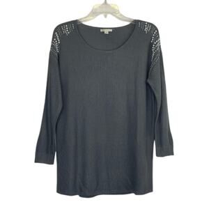Cato gray knit sweater with pearl shoulder detail size Large
